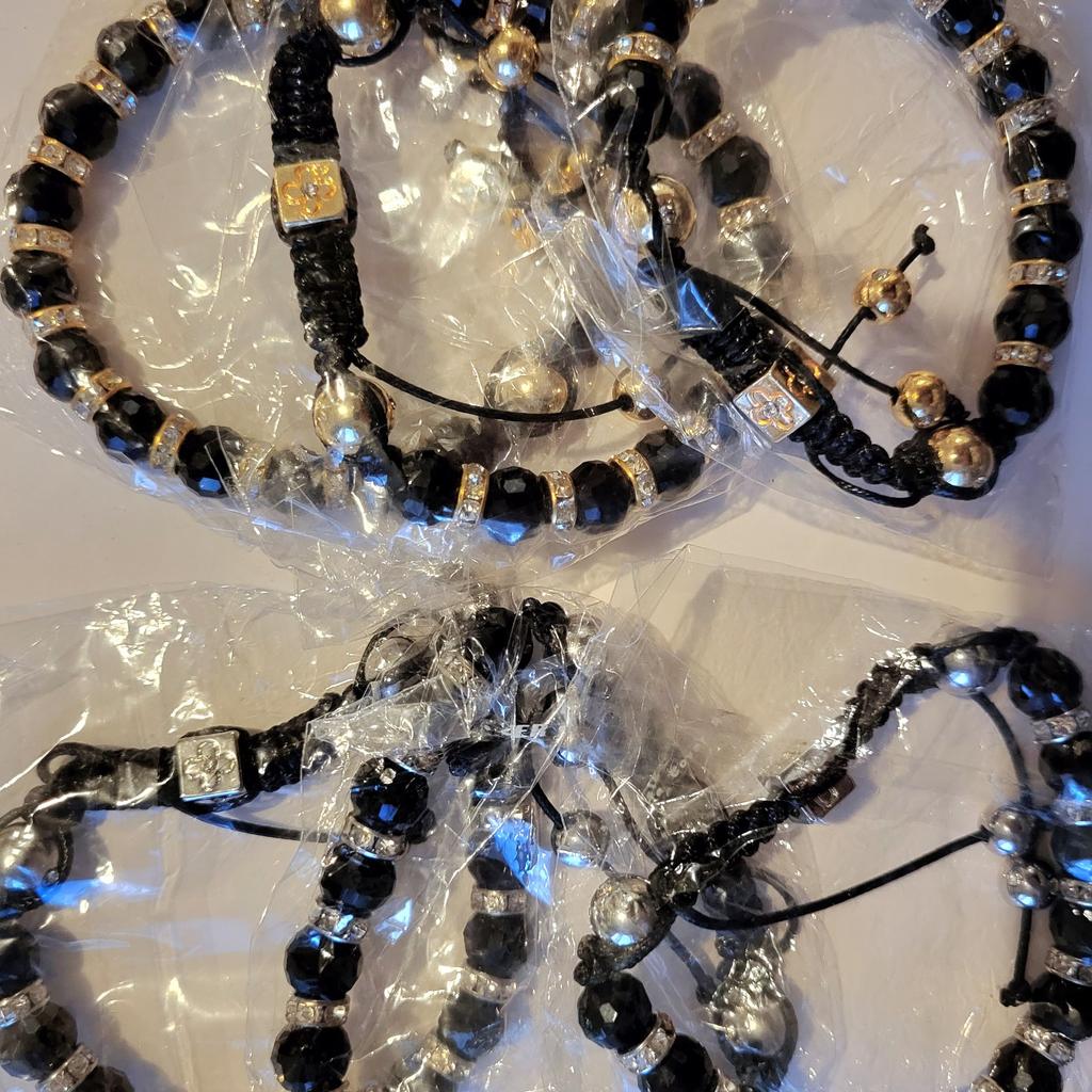 Having a clearout of my craft business store room.

This is for a job lot of 50 brand new shamballa/macrame unisex bracelets.

All brand new never worn.

6x Bhuddas
7x Large Pave Cross
2x Single Pave Balls
1x Gunmetal Pave
6x Rhinestones
1 Gold Metal
4x Small Celtic Cross
4x Black Faceted Pave
2x Triple Bead
4x Shiny Black Rounds
1x Skull
11x Slim Crosses

Collection from Chingford E4
or can be posted.

Feel free to ask questions.