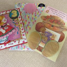 Two Age 3 Birthday Cards.
One 3D Hedgehog and one Doll with Balloon.
Two sheets of Wrapping Paper with two Gift Tags.

New, Unused and from smoke free home.

Buy with other Listed Items for a Bundle Price reduction.