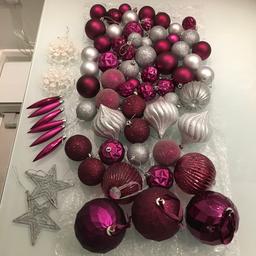 Purple and silver baubles. Collection only from Harold Wood, Romford.