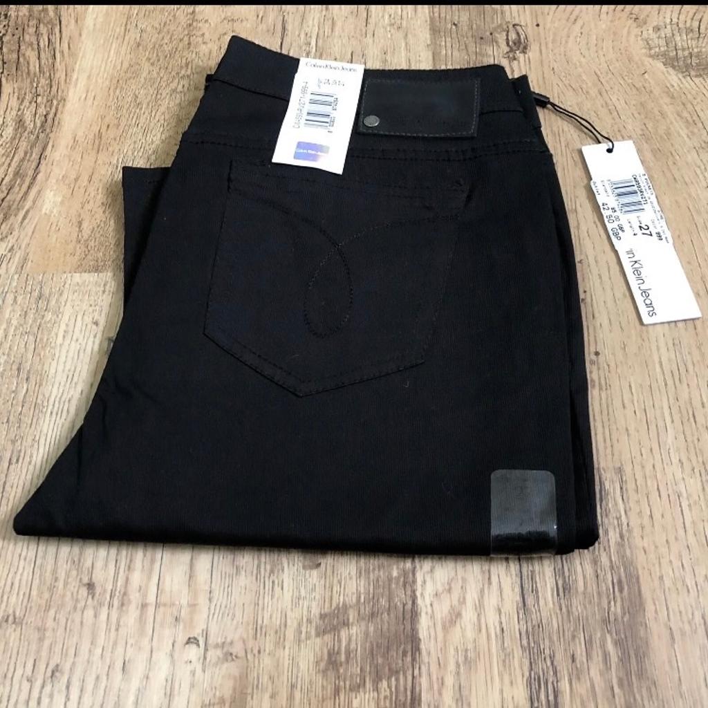 Brand new and tagged
5 pockets
Zip fly
Black denim
Machine washable
Waist 27”
Leg 34”
Leg opening 9”
Slim fit

From a smoke free and pet free home
Can deliver for p&p
Any questions just ask