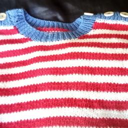 TEAM USA:  Girl's Jumper. 4/5yr old

Design inspired by USA flag, so would lend well to someone from there, family links, chums or simply love American theme items.

Made from acrylic wool, so easy to wash & care for you know chocolate, ice cream & other yummy things will end on this.  This even has handmade buttons to add to the quaint style we famous for.

I will try to measure later so you have a better idea as every child grows at different stages.  Listing here ASAP, so already out there.