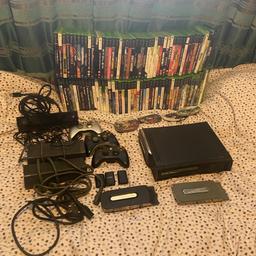 Xbox 360 in good working order it comes with with 100+ games, 3 controllers with battery packs, and controller wires, x3 hard drives, Xbox connect, x2 power packs with leads, ideal Christmas present for any more questions feel free to msg me