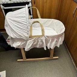 Brand new rocking Moses basket with stand

My baby won’t sleep in it,

I paid £100, asking for £35.00 