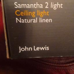 SAMANTHA 2 LIGHT CEILING LIGHT. NATURAL LINEN.JOHN LEWIS..BOXED..