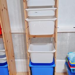 Ikea trofast storage with all the boxes shown

Dimensions are 177cm x 46cm
Retail price is £100

I have 2 of these units

PlzHave a look at my other listings