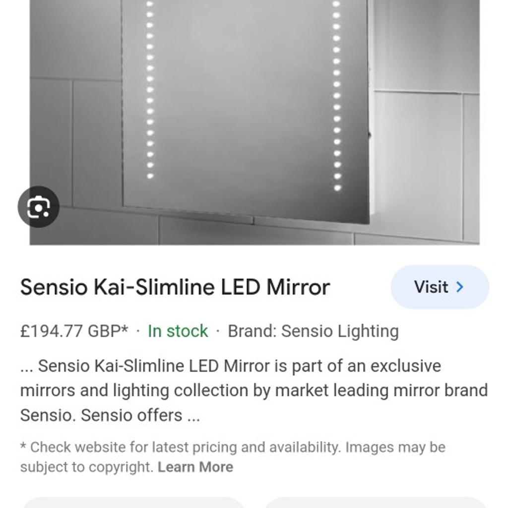 Sensio LED mirror with demister and shaver socket. Brand new - never been out of box. Full instructions - fitting instructions.

700mmx500mm. Can be fitted vertical or horizontal.

Collection only - Wakefield WF1