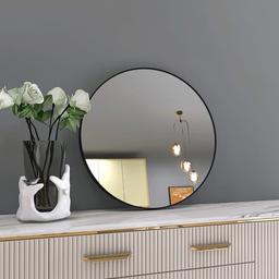 Beauty4U Black Round Mirrors of Glass 40cm Metal Framed HD Wall Mirror for Vanity, Bathroom or Bedroom Diameter 15.7 Inch