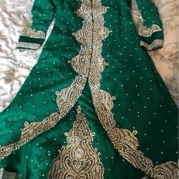 Beautiful green jacket and lengha outfit,size 10/12.I have more available if interested.worn once,excellent condition.pictures dont do it justice.