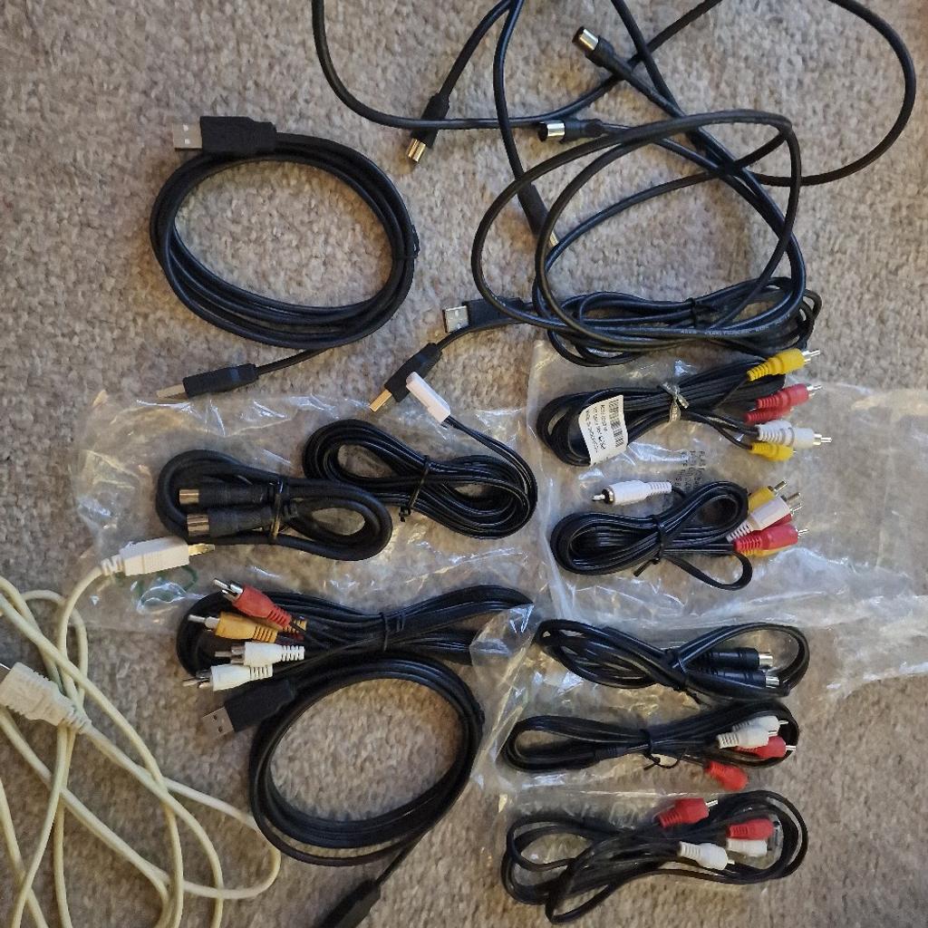 A bunch of electrical cables for tv or music, I'm not sure. Most of them are brand new, only 3 have been used once. £2 each or as a bundle £15.
Collection Preferred