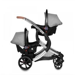It can be used as a single pushchair with one baby or double with twins or two kids. Used but in great condition.
It includes 2 x Carrycots/ Seat Units, 2 x car seats, leather handles and bumpers, punctureless wheels, raincover. The carrycots both transform into stroller seat units. The transformation process takes mere minutes to do and only needs to be done once. This is great that parents are not required to store the carrycot away as they become the stroller seats. Fully removable and washable covers
Stroller Features:
- Lightweight aluminium frame with luxury chrome finish
- Hand stitched leatherette covered handle and bumper bars
- 2 x Luxury stroller seat units with chrome highlights
- Four all-terrain puncture proof tyres
- Large shopping basket
- Front & Rear spring suspension
- Quick release front and rear wheels
- Multi adjustable handle height
- Easy press foot brake
- Quick fold system
Carrycot Features:
- 2 x Fully ventilated carrycots with chrome highlights