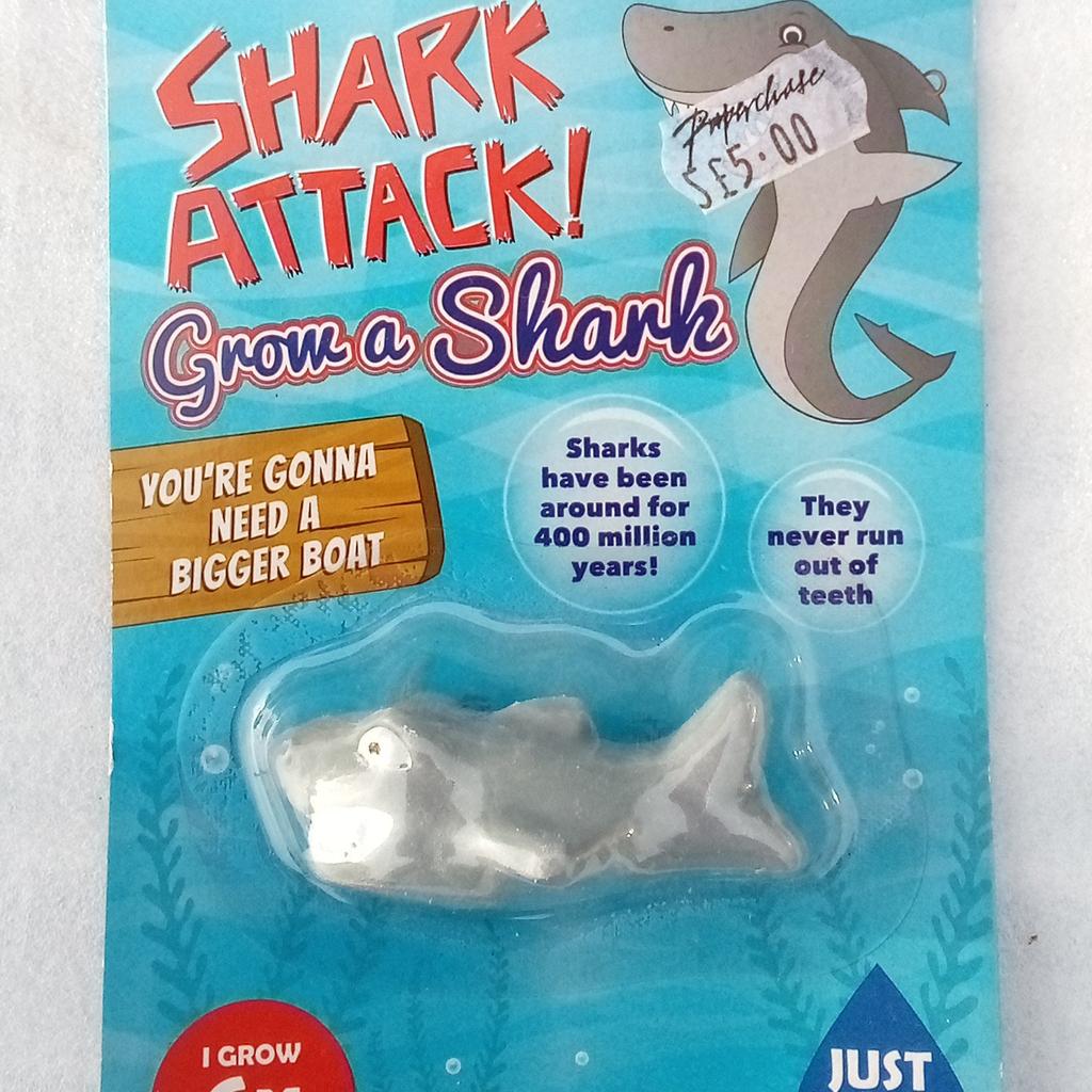 🦈🦈Grow a Shark Toy

Can grow up to 6 times in size!
Shrinks back to original size one taken out of water
Designed in the UK!!
A cool present for any time of the year or stocking filler SOON!