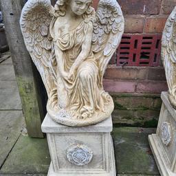 Large Angel on Plinth approx 32 inches tall. Made in concrete frost proof. Billesley B13 or delivery possible for cost of fuel