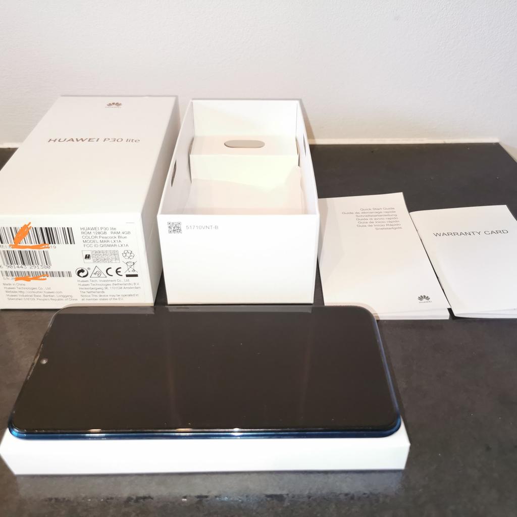 Huawei P30 Lite 128GB 4GB RAM mobile phone like new condition in original box. Phone is originally from a major retailer.

[6.15 inches screen size IPS]
[15.3cm x 7.3cm x 0.7cm depth 159g]
[1080 x 2312 pixels, 19.3:9 ratio (~415 ppi density]
[Octa-core 4 x 2.2 GHz Cortex-A73 & 4x1.7 GHz Cortex-A53 with Mali-G51 MP4 GPU]
[48 MP, f/1.8 8MP 2MP triple Camera with Selfie Camera 24 MP, f/2.0]
[3340mAh battery]

*Lovely peacock blue colour
*Unlocked to all networks
*Comes with box instructions
*Original Huawei mains USB-C charger
*Spare Screen protector
*I can provide P30 Lite case (Brand New) if required.

This phone also has a MicroSD slot ideal if you want to add up to max 256GB storage on top of the phones 128GB storage!

Will be factory reset for new owner. Collection from B27 Birmingham near McDonalds Olton only.