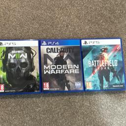 COLLECTION ONLY | CASH ONLY
MESSAGE ME BEFORE PURCHASE
Can be purchased separately 

COD 2019 - £10

COD 2 - £20

Battlefield 2042 - £15