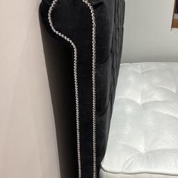 Black velvet double bed curved headboard  in good condition without mattres
