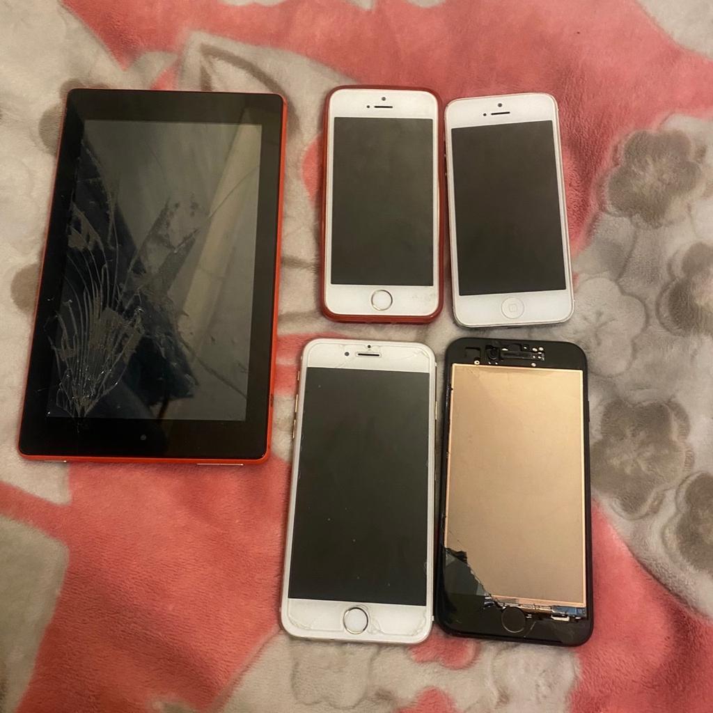 Selling IPhones 7, 6, 5, 4
Also selling a Kindle
All devices need repairing, that’s why selling them for cheap. No charger, No box.
IPHONE 7: £12
IPHONE 6: £20
IPHONE 5: £15
IPHONE 4: £15
KINDLE: £15
Special offer all for £50