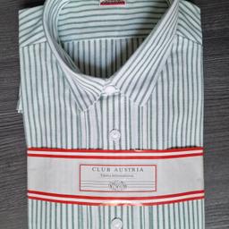 Vintage Trachtenhemd von Club Austria,  Größe 41, grün gestreift, 100% Baumwolle.  NEU!