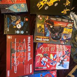 7 different boxes of toys/games.
Mechanical truck (like mecano)
Magic kit
Angry birds Star Wars jenga
Spy lab set
Roller rail
Box of tricks magic
Marble run
Most unopened.
Most boxes in great condition (2 opened ones have a couple of scuffs)
Collect only before 23rd
£30 the lot (or £5 each if splitting).