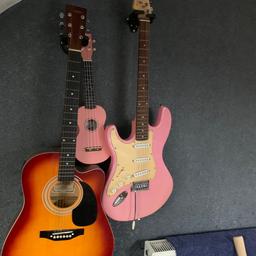 Used in good working condition guitars/ukulele with carry bags, amplifier, pick up only, may deliver.