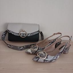 Faith shoulder bag, strap can get removed and used as clutch bag.
Dorothy Perkins slingback shoes, size 7.
Both items in very good condition, only used a couple of times, from smoke and pet free home.