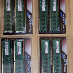 4 x 2 Stück Speichermodul für Desktop DIMM DDR3 mit jeweils 2 GB
Neu - nie gebraucht - Fehlkauf

Preis per Packung mit 2 Stück : EUR 12
Bei Abnahme von allen 4 Packungen: Gesamtpreis: EUR 40

Active-to-Precharge Time tRAS: 24 (entspricht ~36.01ns)
Beleuchtung: N/A
Besonderheiten: Standard-SPD
CAS Latency CL: 9 (entspricht ~13.50ns)
Gehäuse: N/A
Herstellergarantie: bitte weiterführenden Link beachten
JEDEC: PC3-1U
Module: 2x 2GB
Modulhöhe: 30mm
Row Precharge Time tRP: 9 (entspricht ~13.50ns)
Row-to-Column Delay tRCD: 9 (entspricht ~13.50ns)
Spannung: 1.5V
Speichergeschwindigkeit: 1333MHz
Speicherkapazität: 4GB - 2x 2 GB
Takt: 1333MHz
Typ: DDR3 DIMM 240-Pin

Versand per Post möglich.