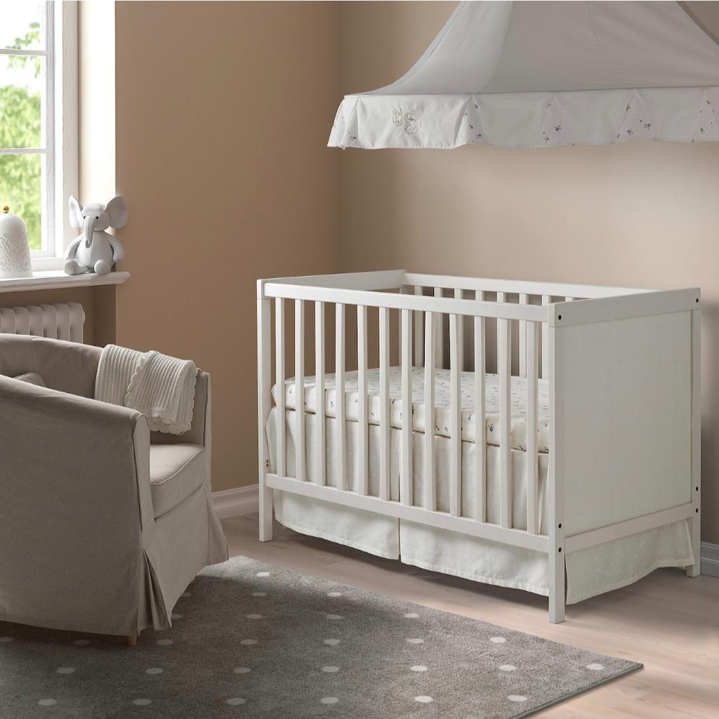 RRP £169
Cot 70x140cm
Collection Only

The cot base can be placed at two different heights.

One cot side can be removed when the child is big enough to climb into/out of the cot.

Your baby will sleep both safely and comfortably as the durable materials in the cot have been tested to ensure they give their body the support it needs.

The cot base is well ventilated for good air circulation which gives your child a pleasant sleeping climate.