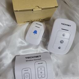 TECKNET Plug in Wireless Doorbell, Waterproof Wireless Bell Set, Cordless Doorbell Kit for Socket, Bell and Bell Button with LED Display, 4 Volume Levels, up to 400 m Range