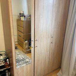 3 Door Wardrobe - Oak Effect from IKEA 
- the door handles are defaulted slightly
- Already dissembled so can be collected asap
-150x60x201 cm