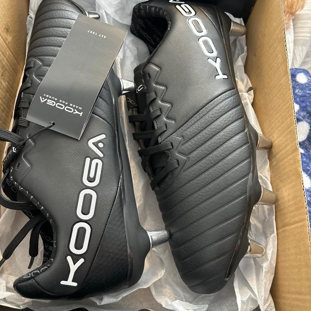 New black kooga rugby boots label still on in box bought as a present but wrong size originally £69.99 bought for £34-99 in sale would make an excellent Xmas present only £30
