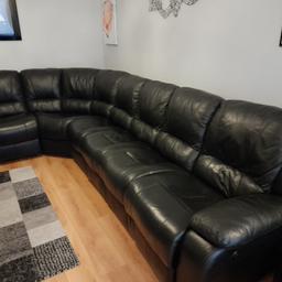 6 seater corner leather sofa, end two chairs are electric recliners. 2 seater sofa Manual recliners will sell separately. Collection only. in perfect condition.