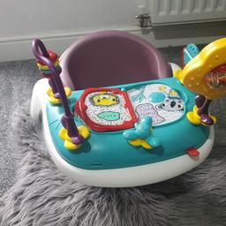 Cute chair with removable toy and tray
Provides great support for baby
Only been used for less than 6 months
Clean, great condition

From a pet free smoke free home