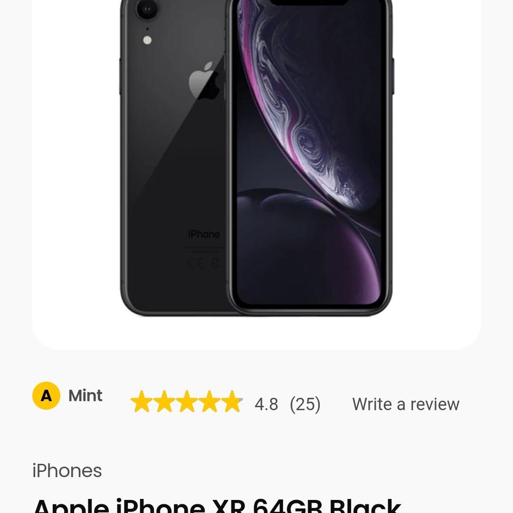 PHONE XR
UNLOCK
Internal 64GB 3GB RAM
OS iOS 17.1
Chipset	Apple A12 Bionic
CPU Hexa-core (2x2.5 GHz Vortex + 4x1.6 GHz Tempest)
GPU Apple GPU (4-core graphics)
Bluetooth 5.0
Sensors	Face ID, accelerometer, gyro, proximity, compass, barometer
Charging Wireless (Qi)/ Li-Ion 2942 mAh/ 15W wired/ PD2.0/ 50% in 30 min (advertised)

Details: Category A brand new no signs of use, the smartphonewith a tough protective case and impact-protective tempered glass.