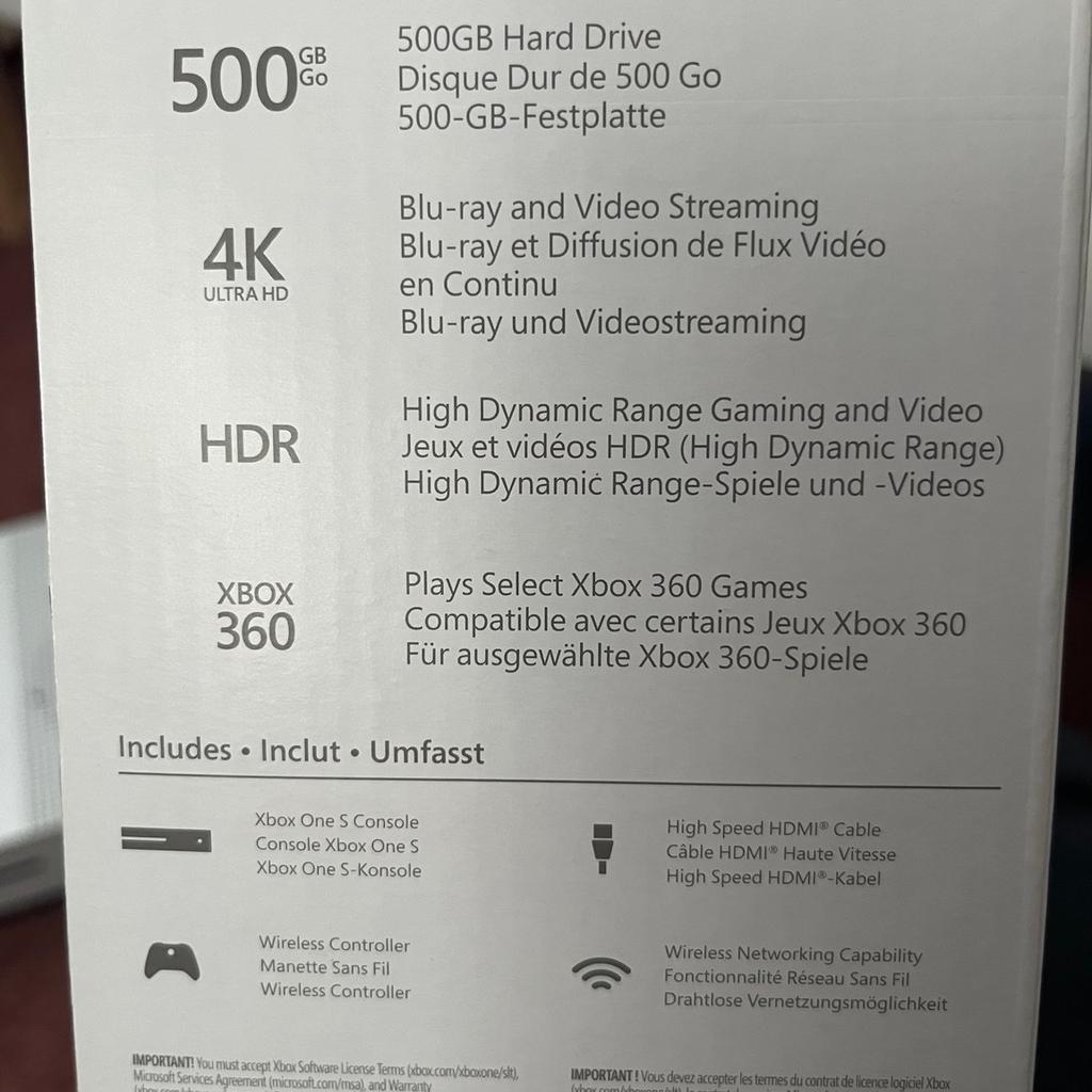 Xbox One S 500GB Disc Version
Original Karton
HDMI
Netzteil
1 Controller
