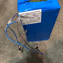 60v blue Lithium ion battery, 35AH, powerful and just like new. Applicable to electric bikes, electric scooters and other electrical devices that conform to the above specifications in voltage and amperage requirements. Dimensions: L- 32cm, B- 16cm, H- 6cm. It is better that buyers collect in person but assistance can be given for delivery if buyer pays for this. Battery terminals are two.The thinner one XT 60 is charge while the thicker one XT60 is for discharge ( to be connected to your device). Terminals can be altered to accommodate your device connectors by a good technician.