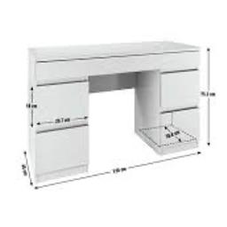 Jenson 6 Drawer Dressing Table Desk - white Gloss already assembled but all new and also we have similar grey gloss in stock and we can deliver local 
Created with clean lines and mimimalist design, it sits comfortably with any interior scheme you stick it into. This dressing table has 6 generous drawers and would also work a treat as a trendy desk. Finished in a luxurious, white, glossy sheen for an elegant look, its smooth-glide, handleless drawers to give the whole thing a chic and unfussy look
Size H75.3, W120, D45cm.