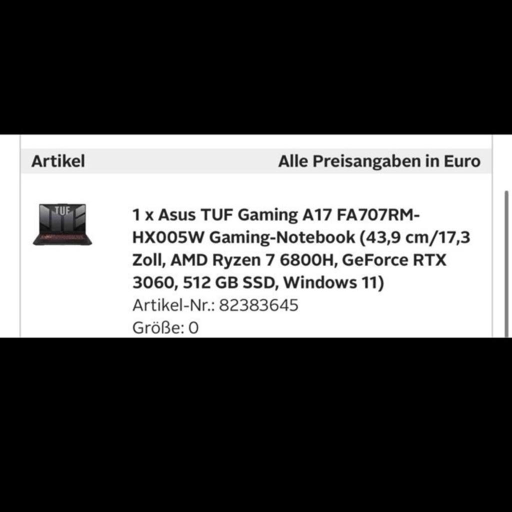Verkaufe Asus TUF Gaming A17 Gaming Laptop in 70184 Stuttgart für 930,00 €  zum Verkauf | Shpock DE