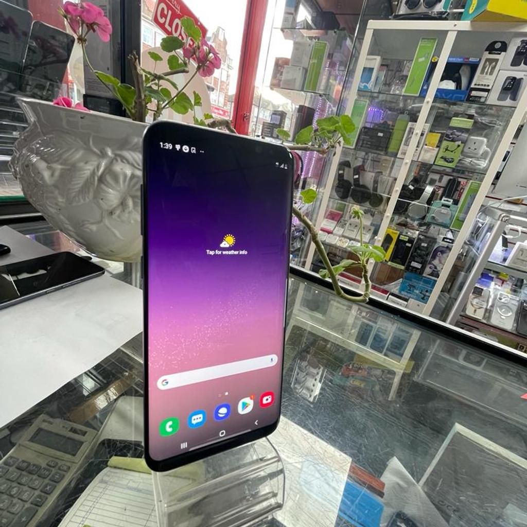 Samsung Galaxy S8 plus 64gb Unlocked

Good condition come with 3 months warranty. Comes with original box and fast charger. Lcd has small mark please look at the pictures comes with 3 months warranty from our phone shop in harrow comes with USB cable only
