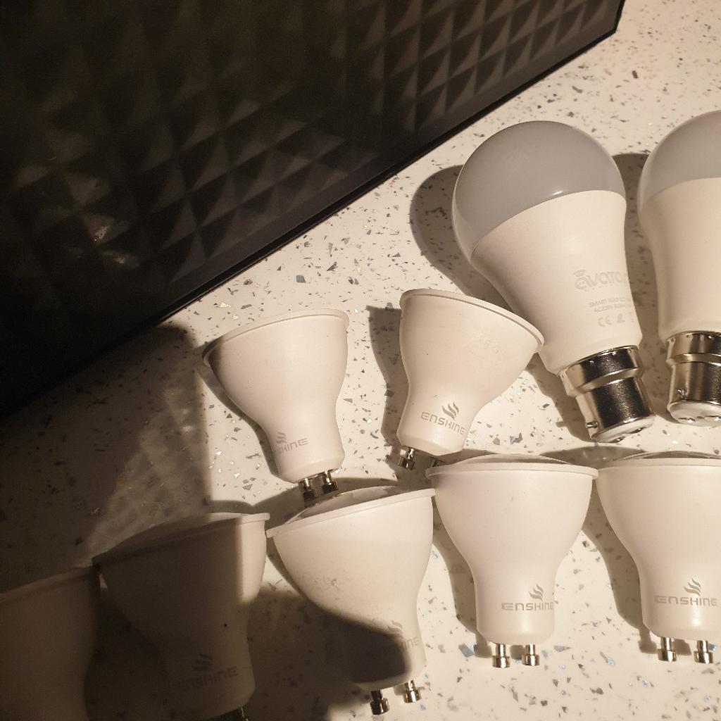 selling 9 Alexa Enabled Bulbs in Superb Condition 2 x AVATAR ONES and 7 x ENSHINE ONES these are also advertised elsewhere so grab them whilst you can we had them installed but gone back to normal bulbs any questions fire away i will not sell separate i want them sold as a COLLECTION the Bulbs are COLLECTION ONLY best of luck 💡💡💡