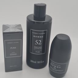 Fm World Mens Pure Gift Set New And Sealed. Contains 50ml aftershave,  300ml no 52 shower gel ,150ml 52 roll on deodorant in a gift box inspired by Hugo Boss - Boss.