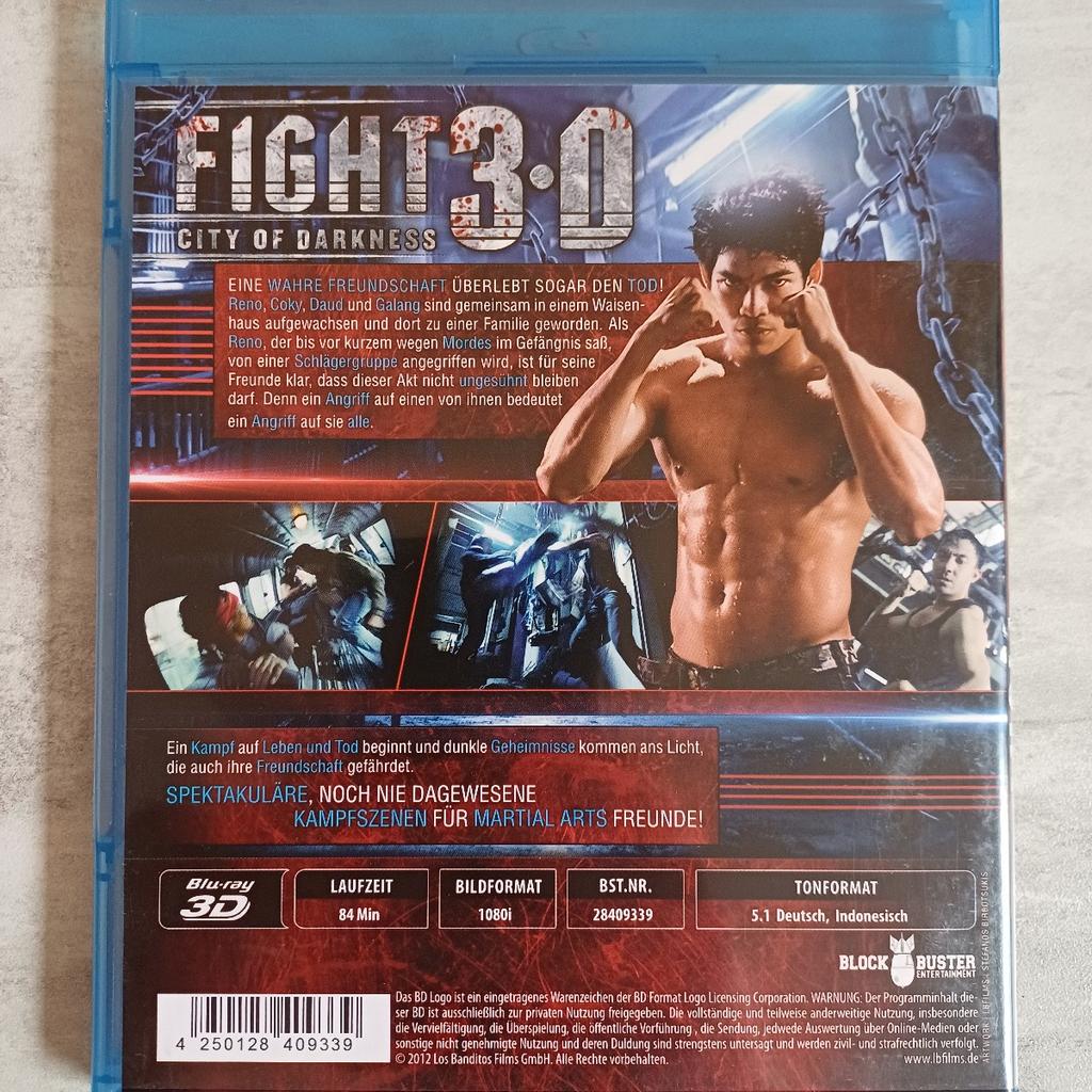 Verkauft wird der Film 'Fight' als BluRay.
Es handelt sich hierbei um einen 3D Film.

Der Film stammt aus einem tierfreiem Nichtraucherhaushalt.

Bitte beachten Sie auch meine anderen Anzeigen.

Versand ist durch Aufpreis (+1,80€) möglich.

Es handelt sich hierbei um einen Privatverkauf, somit gibt es keine Garantie, Austausch oder Rücknahme.