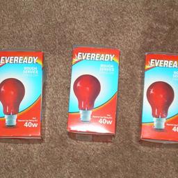 3 x 40W Fireglow Bulbs
For electric fire
Cost new £5.99 each
Not now needed