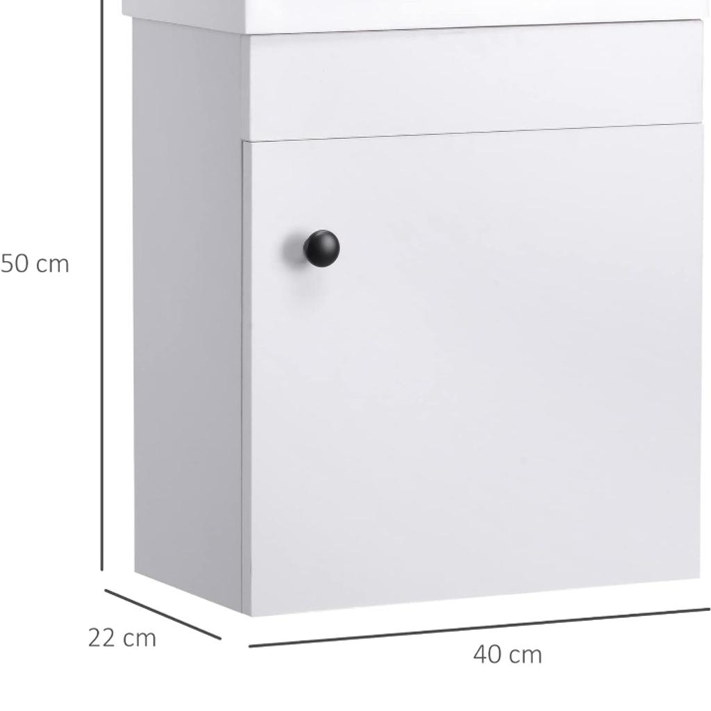 Brand new, boxed.

* Storage cabinet with ceramic basin (tap and waste pipe not included)

* Floating design

* Stone look sink

* Soft closing hinges

* Cabinet dimension: 50H x 40L x 22Wcm

* Maximum load 15kg.

* Basin dimension: 10.5H x 40L x 22Wcm.
- Basin depth: 8cm
- Water outlet: Φ 4.5 cm
- Tap opening: Φ 3.5 cm

ASSEMBLY REQUIRED

RRP £99.99

From a very clean, smoke and pet free home.

Collection only, from Tyersal area in BD4.

Grab yourself a bargin!
..Once it's gone, it's gone..