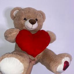 Brand new plushy bear with love hearts perfect for valentines new years Christmas etc as a gift