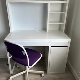 Ikea desk and putple chair great condition one small mark on top see picture 105x50 cm