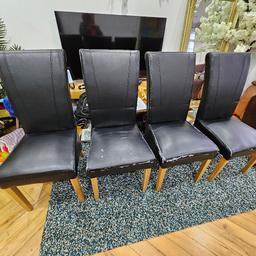 4 leather chairs. 3 chairs leather peeling off but can be used with cover on. 1 still in good condition, strong structure, only collection, please from b8 alum rock