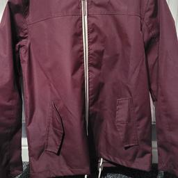 mens maroon jacket. with hood. front zip. two side pockets. excellent condition only worn once.