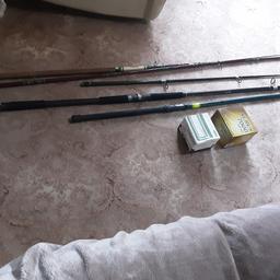 3 fishing rods 2 fishing reels in good condition cash on collection thankyou
