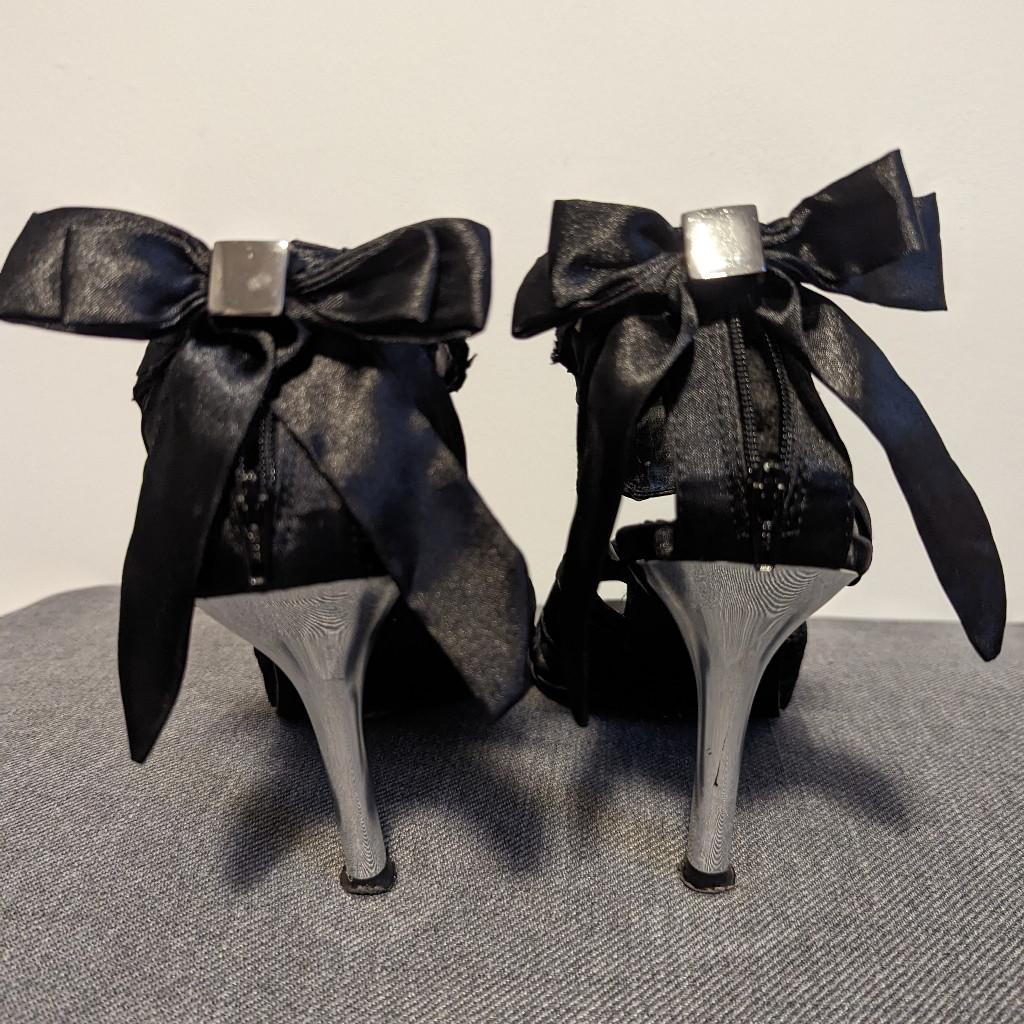 New Look Black Bow High Heels, UK size 6