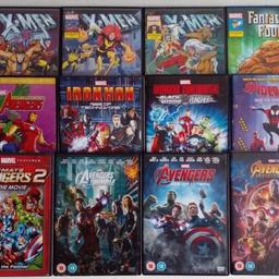 A collection of 20 movies and animated dvds from the Marvel universe featuring The Avengers,X-men and Spider-Man ... most are new,sealed or watched once.

X-MEN -

Night Of The Sentinels
Season one Volume 1
Season one Volume 2
Season one Volume 4

MARVEL -
Fantastic Four - Original
Spider-Man - Original
Spider-Man IntoThe Spider Verse
Planet HULK
Iron Man Rise Of Technovor
Iron Man Season 1
Iron Man Hero's United - Hulk
Avengers Thors Last Stand
Avengers Iron Man Unleashed
Avengers Confidential Widow/Punisher
Ultimate Avengers
Ultimate Avengers 2

Avengers Assemble
Avengers Age Of Ultron
Avengers Infinity War
Avengers EndGame

These are used items 

Cash on collection/local delivery from Leyton E10