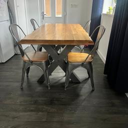 Oak furniture land sale dining table and discount chairs